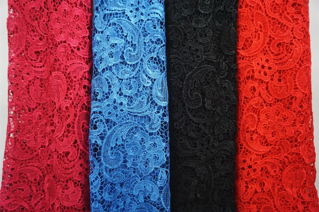Costom Laser Cut 3D Flower Chemical Lace Fabric Applique Lace Fabric Tulle Embroidery Lace for Garment Cloth