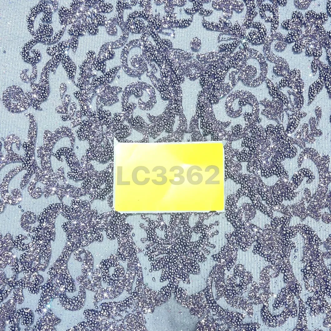 French Lace Fabric 2023 Luxury Hand Made Nigerian Sequins Beaded Glitter Lace Tulle Fabric