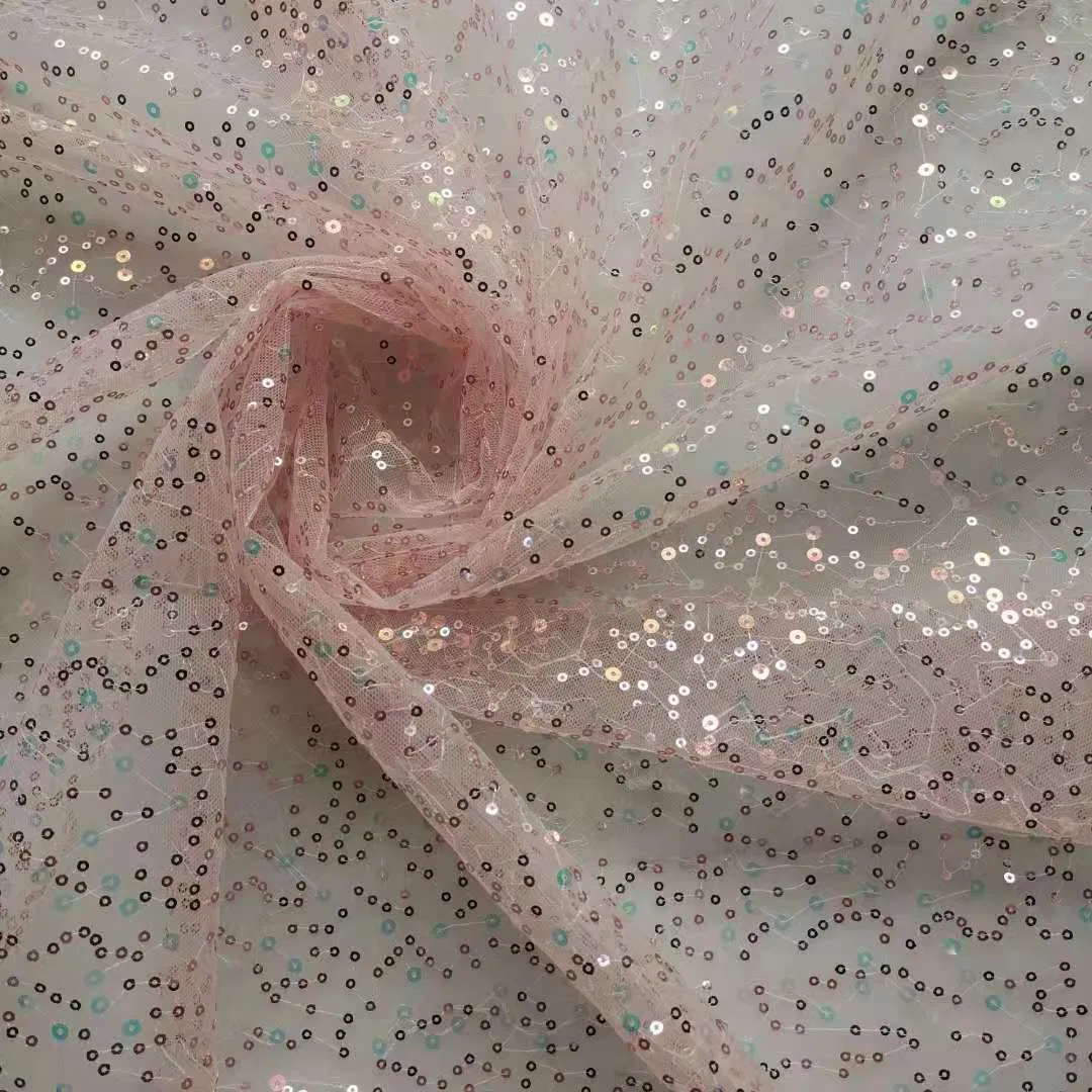 100% Polyester Lace Beaded Fabric